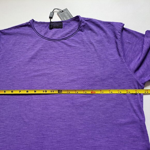 NEW Gionfriddo Men's Italian 100% Cotton Crew Neck Purple T-shirt Size L - Picture 12 of 13